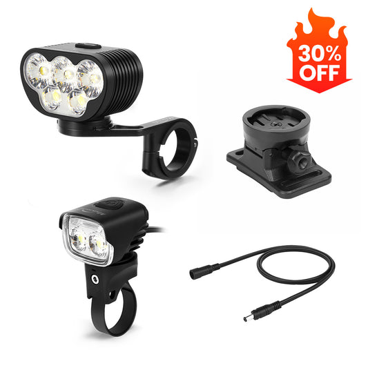 8000LM Front & 4500LM Helmet Lights & Mount & Cable
