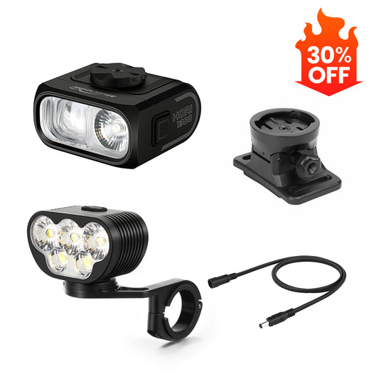 6500LM Front & 1300LM Helmet Lights & Mount & Cable