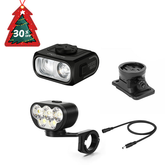 6500LM Front & 1300LM Helmet Lights & Mount & Cable