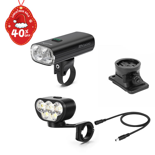 8000lm Front & 3000lm Helmet Lights & Mount & Cable