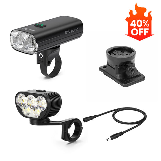 8000lm Front & 3000lm Helmet Lights & Mount & Cable